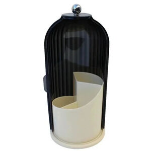 New MCM Retro Art Deco Black Rotating Makeup Organizer Carousel Vanity